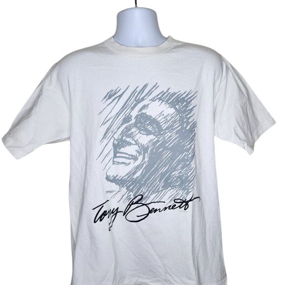 Vintage 90s Tony Bennett Tour Music Merch Tshirt Mens Size L White - Picture 1 of 6